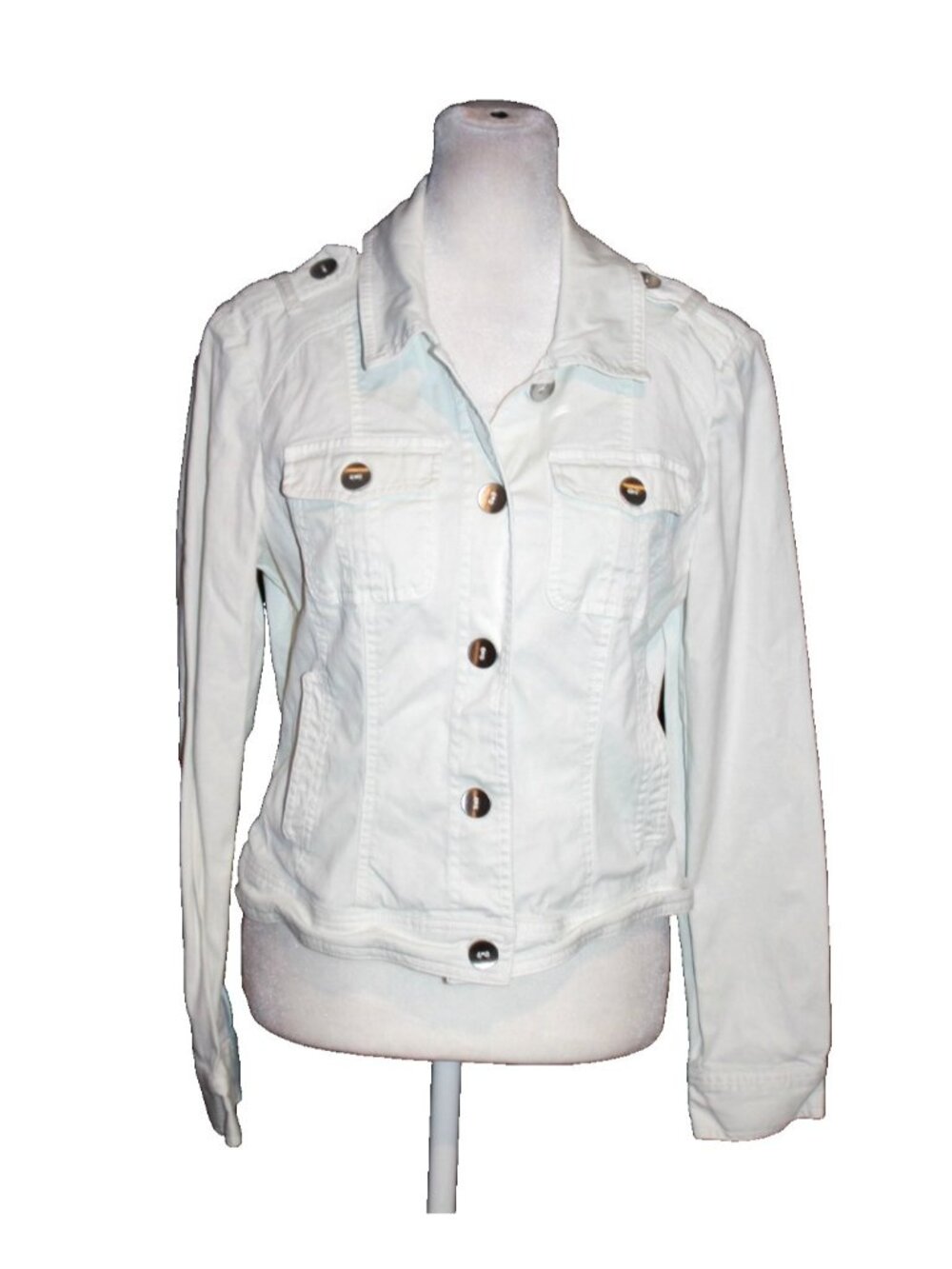 White House Black Market Women's Size 4 White Button Front Jacket